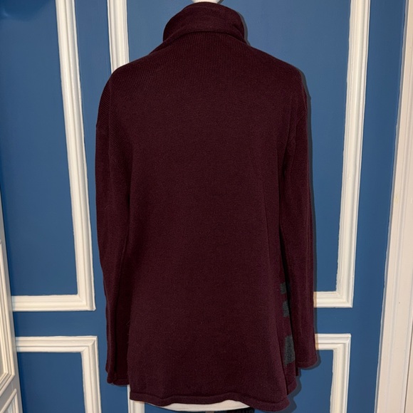 CAbi Port Fringe Wrap Cardigan Sweater Burgundy Gray - Size S - Picture 7 of 10